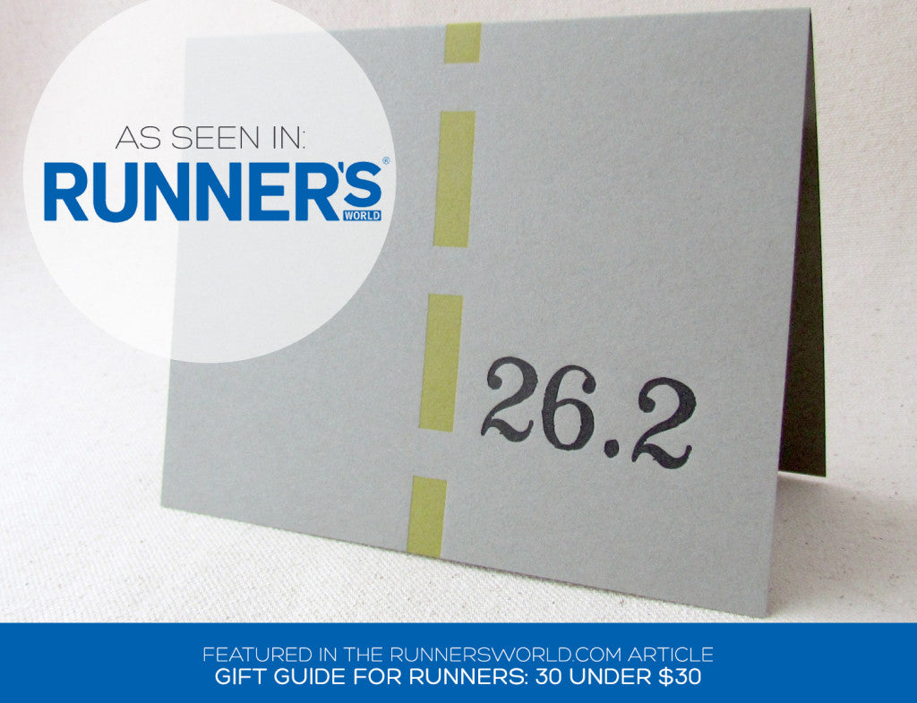 Letterpress Marathon Cards as seen in Runners World