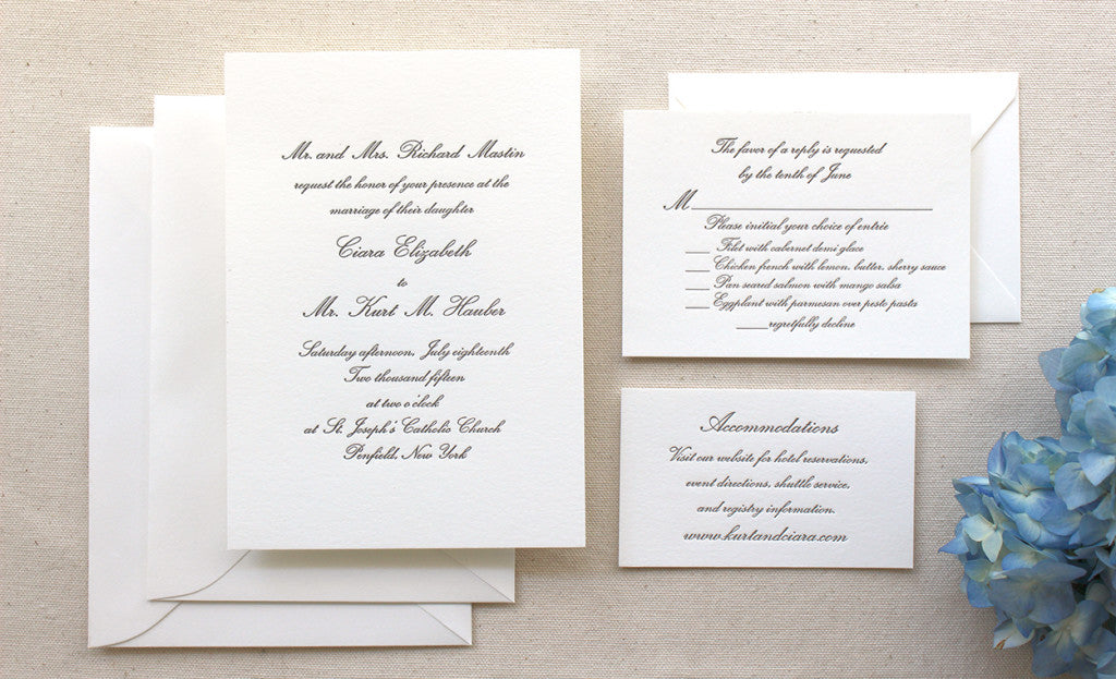 The Conservatory Suite – Formal Letterpress Wedding Invitation