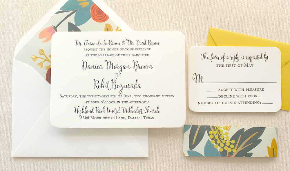 The Flora Suite – Modern Letterpress Printed Wedding Invitation