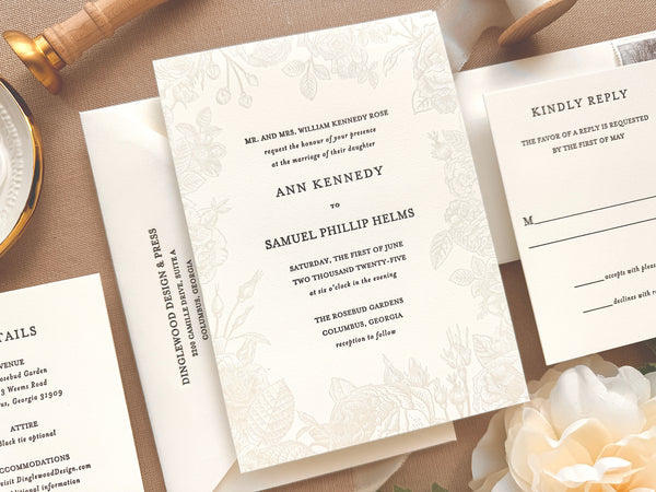 The Kennedy Suite - SAMPLE Letterpress Wedding Invitation