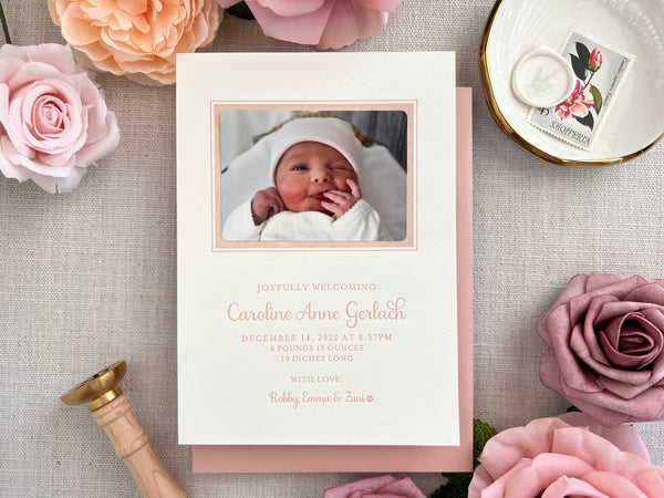 Caroline - Letterpress Birth Announcements