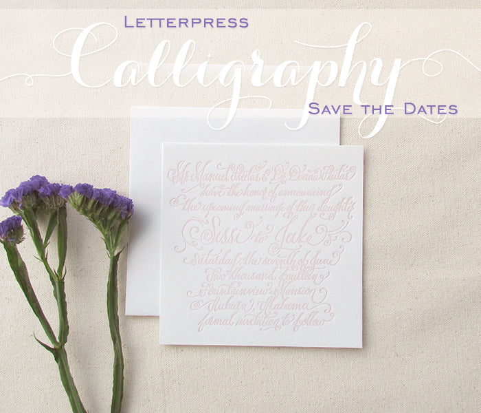 Letterpress Calligraphy Save the Dates