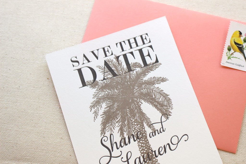 Leilani Letterpress Printed Save the Date - Dinglewood Design & Press