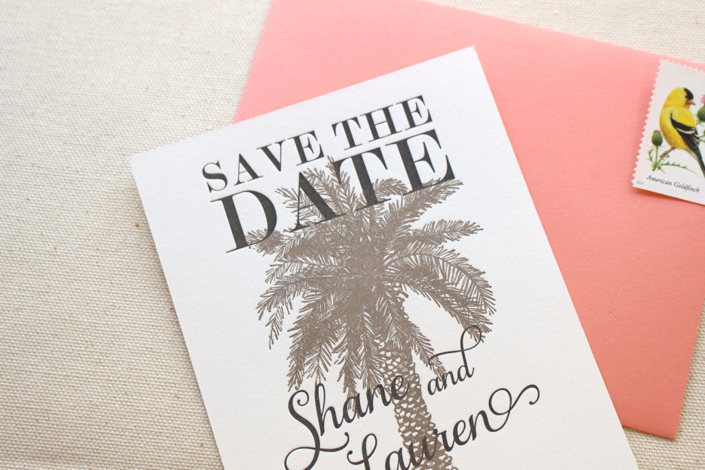 Leilani Letterpress Printed Save the Date
