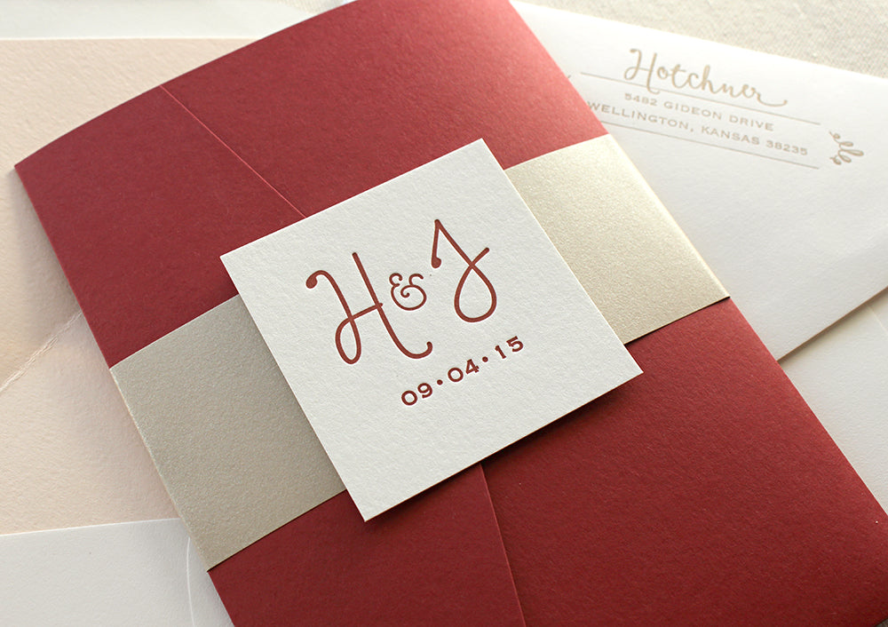 Romantic Red Letterpress Wedding Invitations