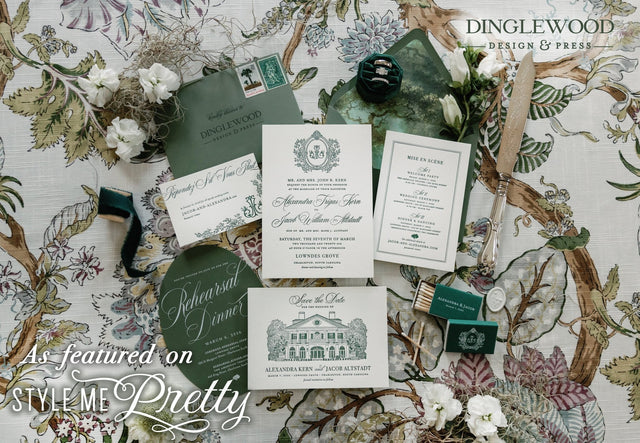 Featured on Style Me Pretty: Alexandra & Jacob’s Garden Romance and Rococo Elegance at Lowndes Grove - Dinglewood Design & Press