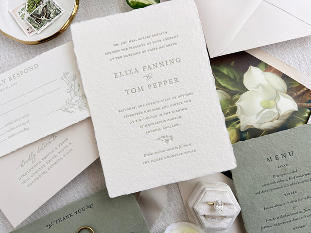 Introducing: The Eliza Suite - Letterpress Wedding Invitations on Handmade Paper