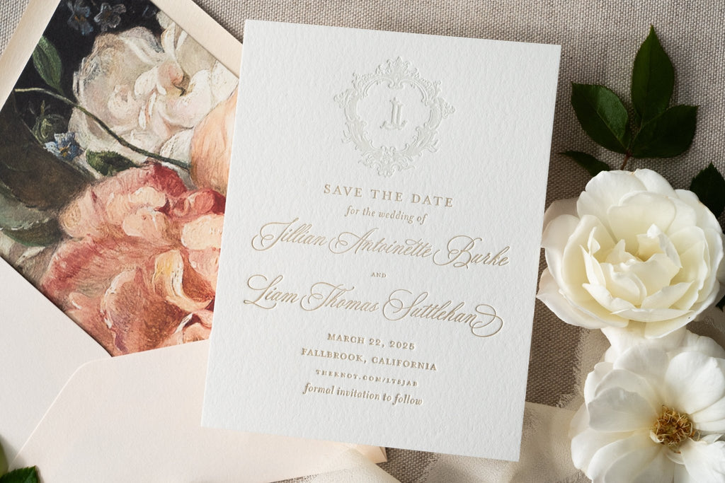 The Baroque - Letterpress Save the Dates - Dinglewood Design & Pressletterpress