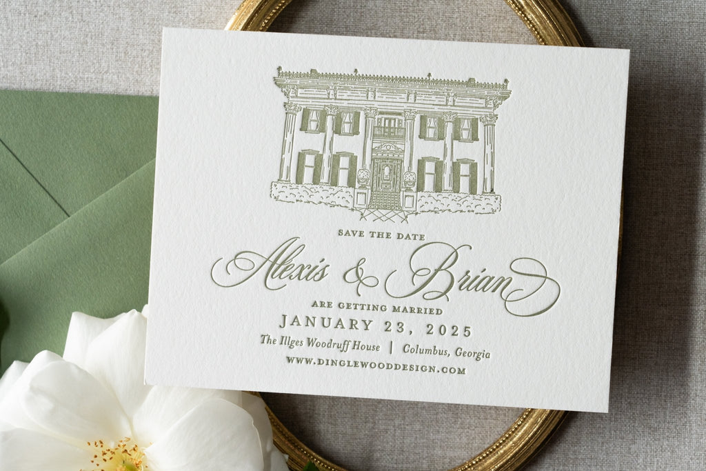 The Columbus - Letterpress Save the Dates - Dinglewood Design & Pressletterpress