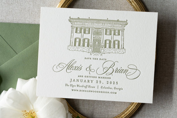 The Columbus - Letterpress Save the Dates - Dinglewood Design & Pressletterpress