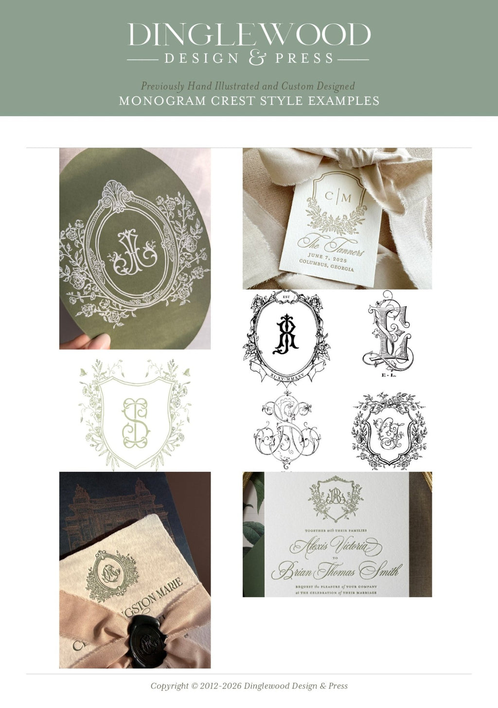 Monogram Crest Illustration - Dinglewood Design & Pressletterpress