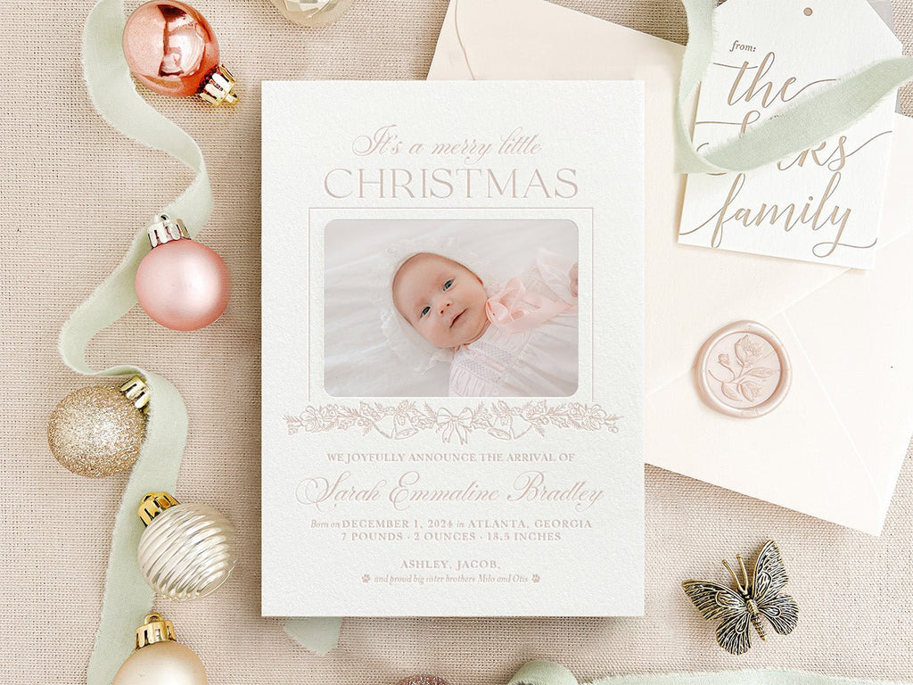 Merry Little Christmas Birth - Letterpress Holiday Cards - Dinglewood Design & Pressletterpress