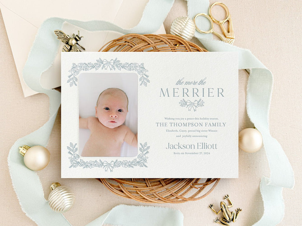 Merrier Garland Birth - Letterpress Holiday Cards - Dinglewood Design & Pressletterpress