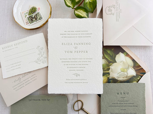 The Eliza Suite - SAMPLE Letterpress Wedding Invitation - Dinglewood Design & Pressletterpress