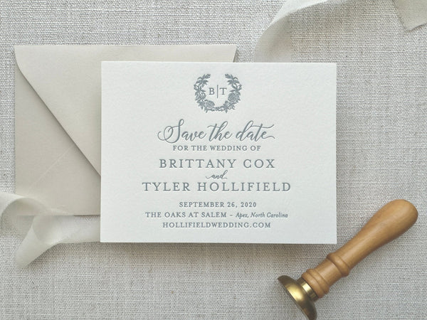 The Brittany - Letterpress Save the Dates - Dinglewood Design & Pressletterpress