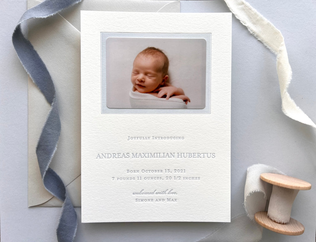 Maximilian - Letterpress Birth Announcements - Dinglewood Design & Pressletterpress