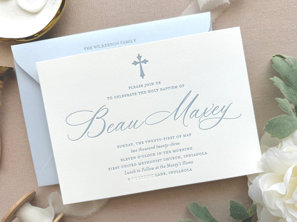 Wholesome - Letterpress Baptism Invitation - Dinglewood Design & Pressletterpress