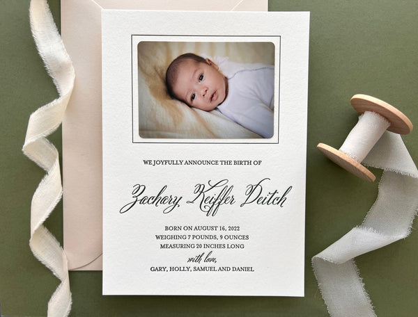 Zachary - Letterpress Birth Announcements - Dinglewood Design & Pressletterpress