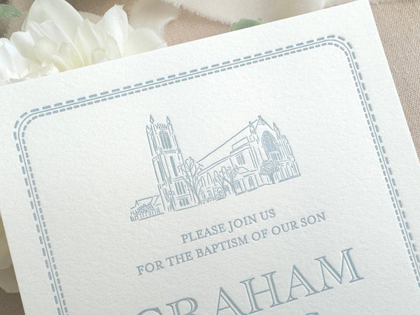 Chapel - Letterpress Baptism Invitation - Dinglewood Design & Pressletterpress