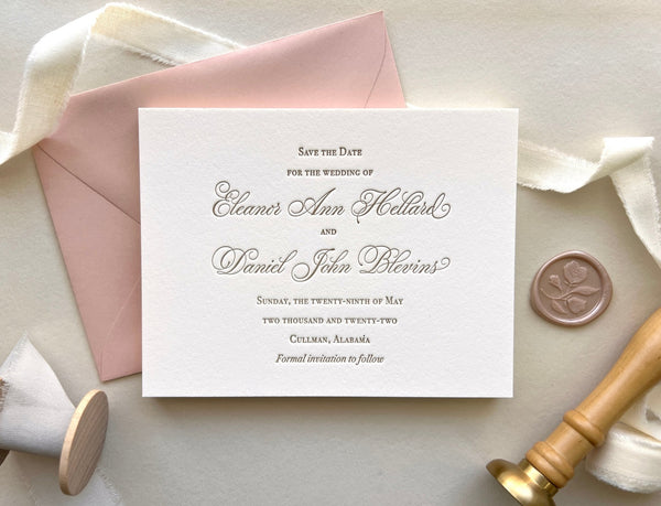 The Eleanor - Letterpress Save the Dates - Dinglewood Design & Pressletterpress