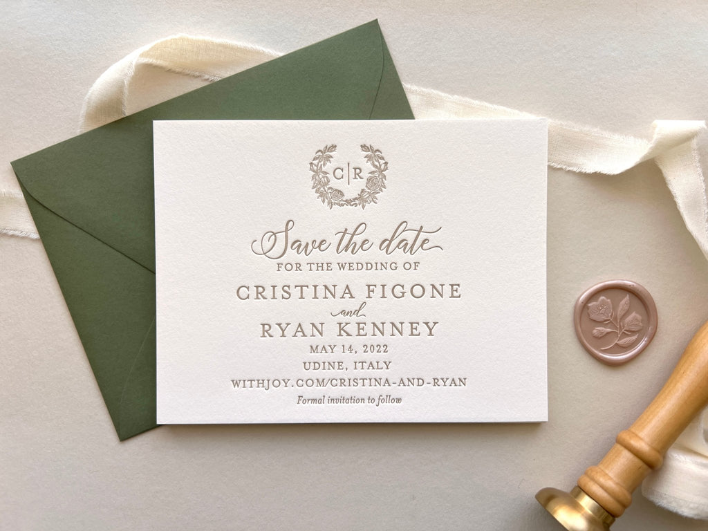 The Cristina - Letterpress Save the Dates - Dinglewood Design & Pressletterpress