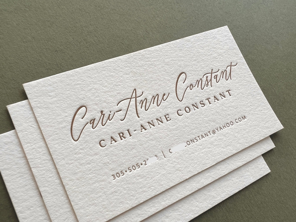 Cari - Anne - Letterpress Business Cards - Dinglewood Design & Pressletterpress