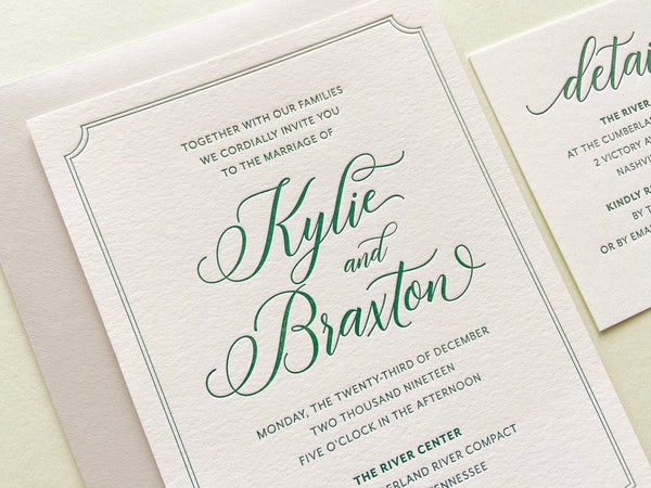 The Kylie Suite - SAMPLE Letterpress Wedding Invitation - Dinglewood Design & Pressletterpress