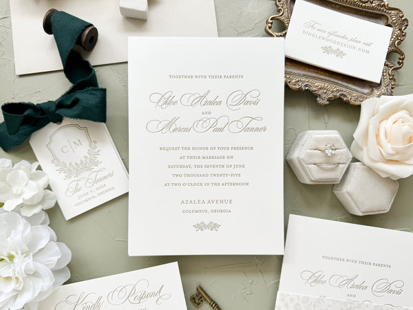 The Azalea Suite  - SAMPLE Letterpress Wedding Invitation