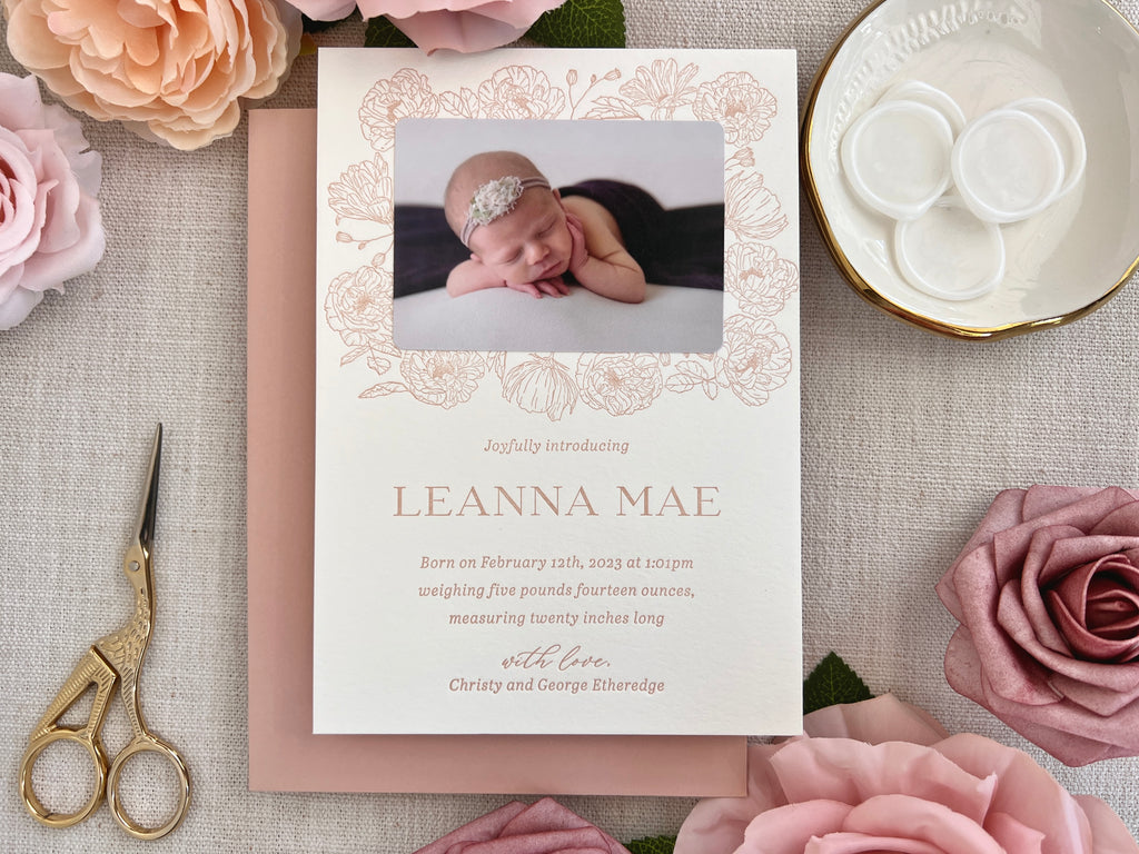 Leanna Mae - Letterpress Birth Announcements