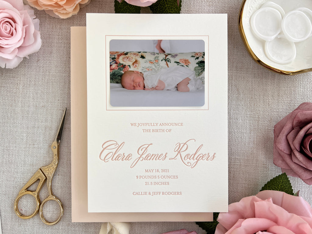 Clara - Letterpress Birth Announcements