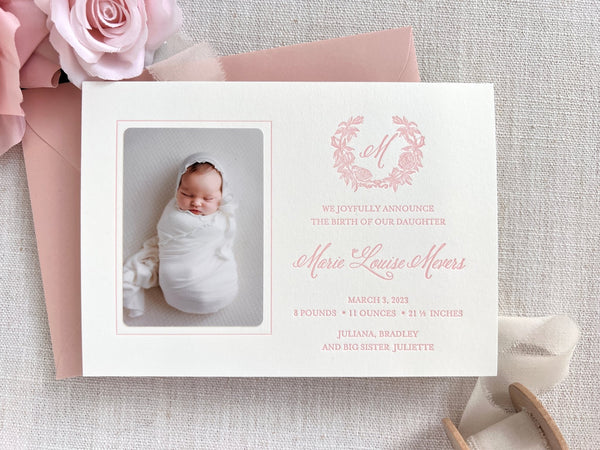 Maria - Letterpress Birth Announcements - Dinglewood Design & Pressletterpress