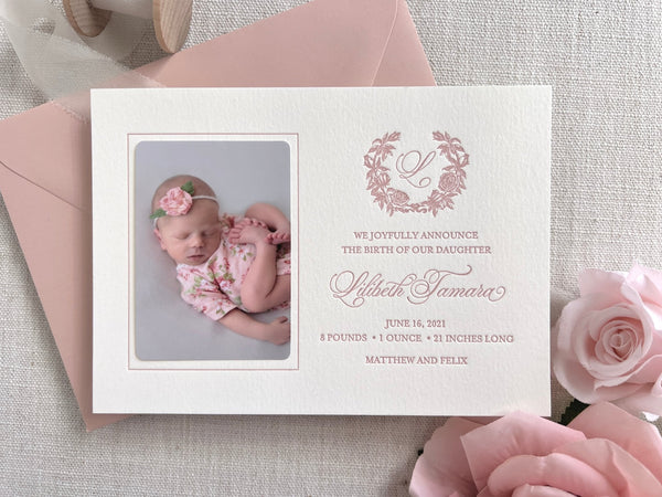 Lilibeth - Letterpress Birth Announcements - Dinglewood Design & Pressletterpress