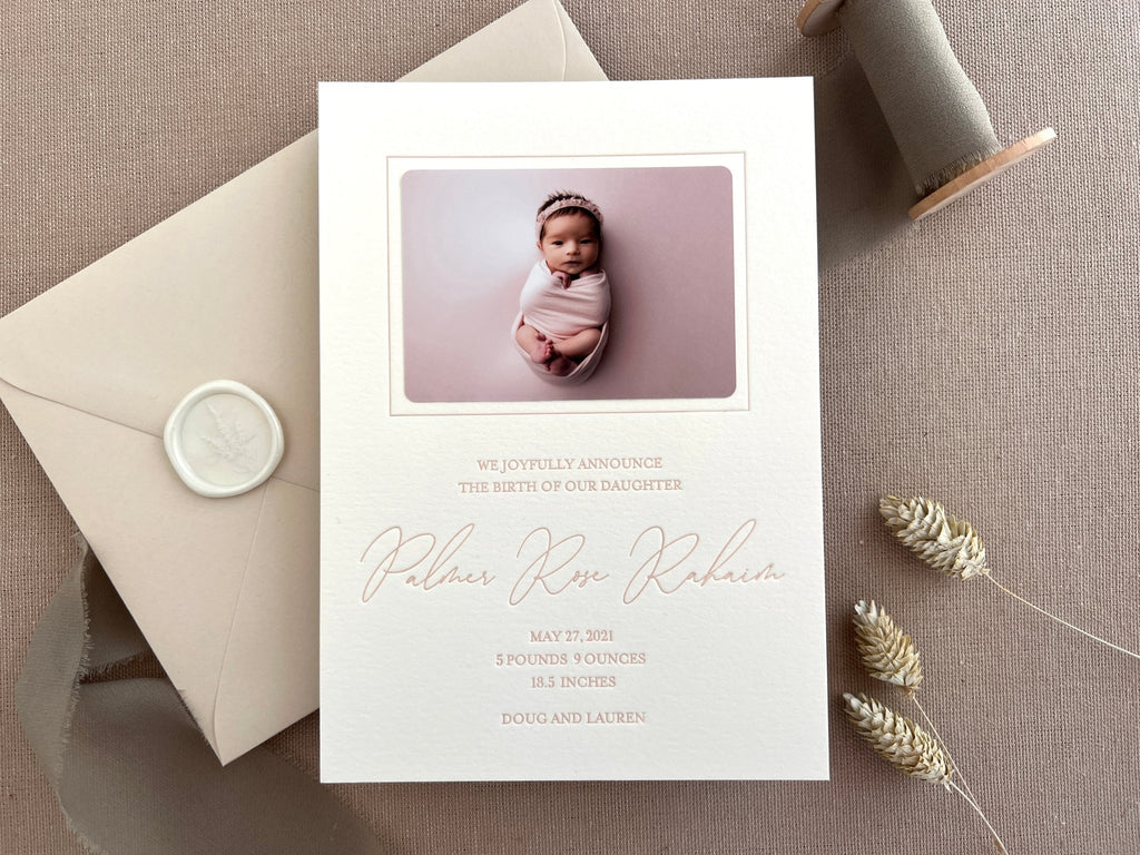 Palmer - Letterpress Birth Announcements - Dinglewood Design & Pressletterpress