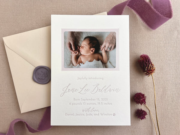 Jane - Letterpress Birth Announcements