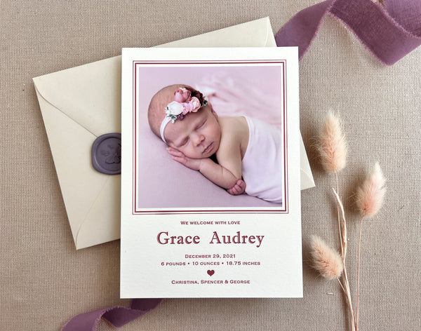 Grace  - Letterpress Birth Announcements
