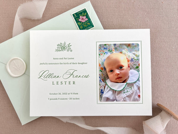 Lillian Frances - Letterpress Birth Announcements - Dinglewood Design & Pressletterpress