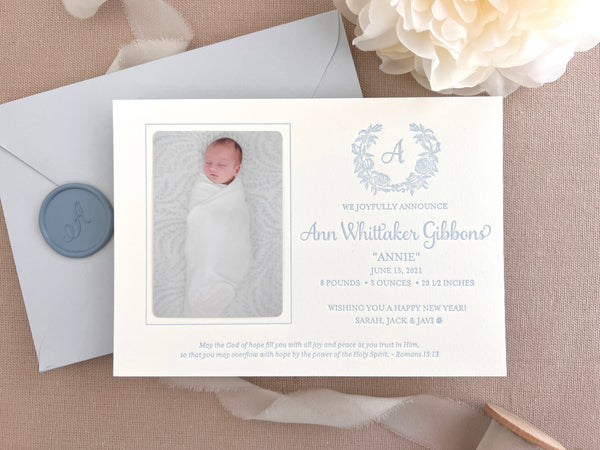 Ann - Letterpress Birth Announcements