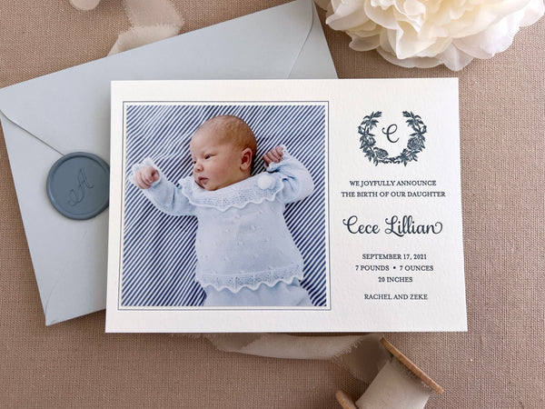 Cece - Letterpress Birth Announcements - Dinglewood Design & Pressletterpress