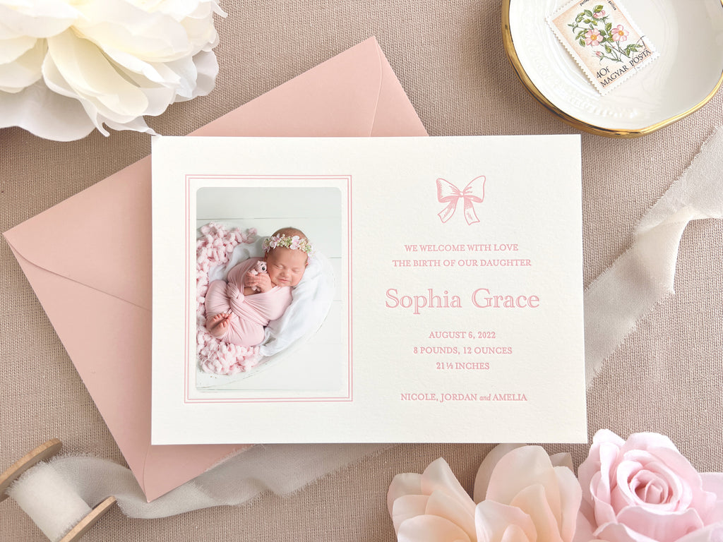 Sophia Grace - Letterpress Birth Announcements