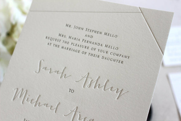 The Juniper Suite - SAMPLE Letterpress Wedding Invitation - Dinglewood Design & Pressletterpress