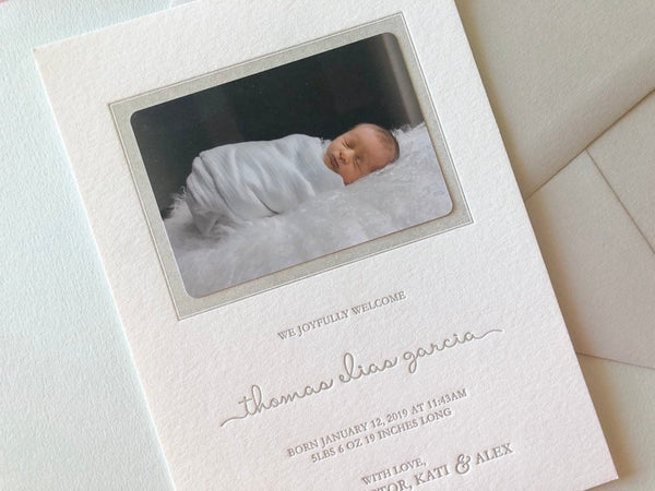 Thomas - Letterpress Birth Announcements - Dinglewood Design & Pressletterpress