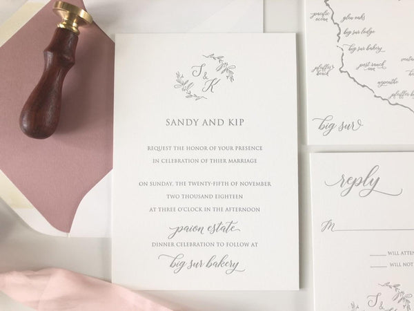 The Enchanted Suite - SAMPLE Letterpress Wedding Invitation - Dinglewood Design & Pressletterpress