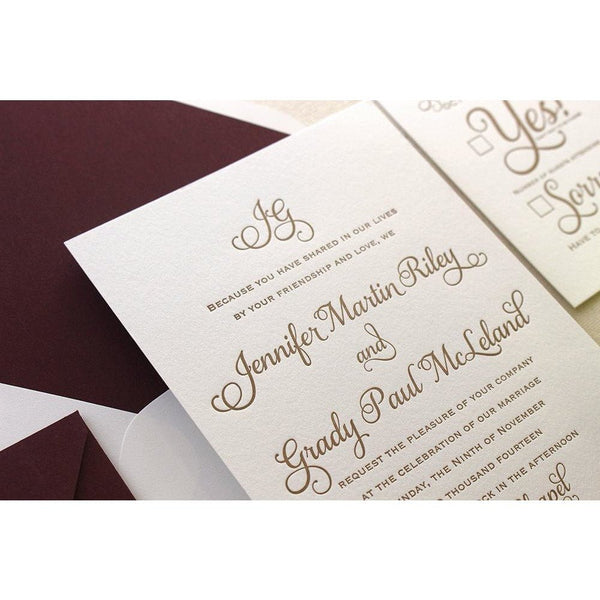 The Cranberry Suite - Letterpress Wedding Invitations - Dinglewood Design & Pressletterpress