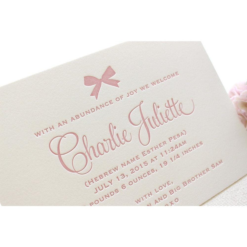 Charlie - Letterpress Birth Announcements - Dinglewood Design & Pressletterpress