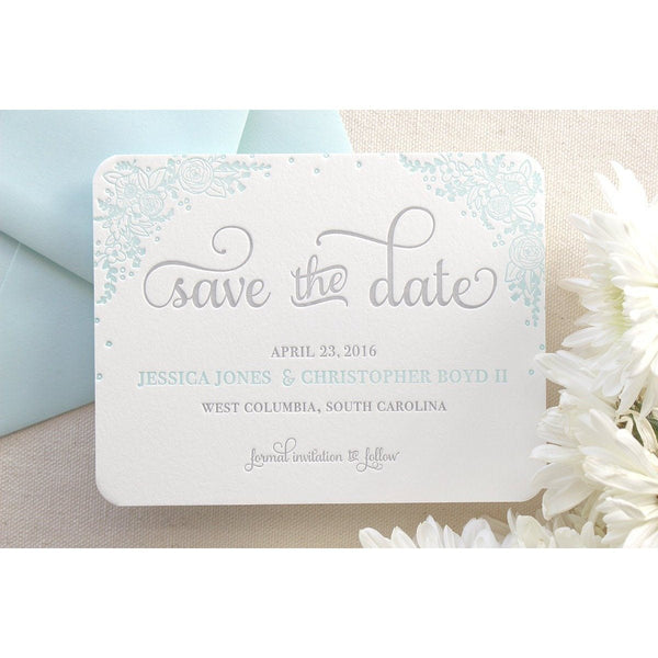 The Zinnia Suite - Letterpress Save the Dates - Dinglewood Design & Pressletterpress