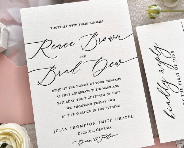 The Dew Suite - SAMPLE Letterpress Wedding Invitation - Dinglewood Design & Pressletterpress