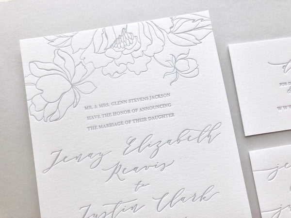 The Jenay Suite - SAMPLE Letterpress Wedding Invitation - Dinglewood Design & Pressletterpress