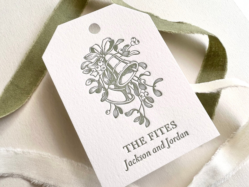Mistletoe Bells - Letterpress Gift Tags