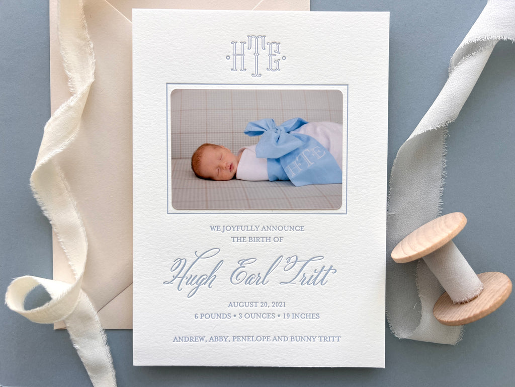 Hugh - Letterpress Birth Announcements