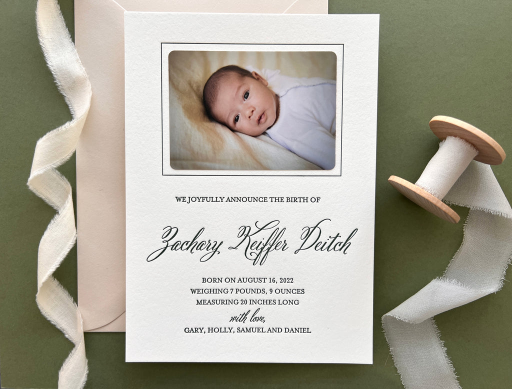 Zachary - Letterpress Birth Announcements
